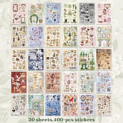 Retro-Style Patterned Journal DIY Scene Stress-Relief Sticker Book (Green) - Image 3