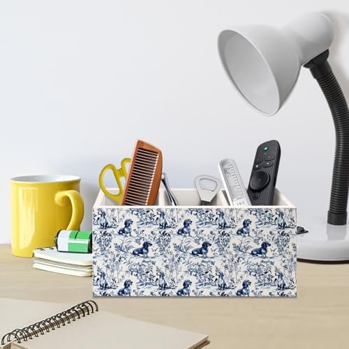 Chinoiserie Dachshund Pen Pencil Holder for Desk, Dachshund Lovers Gifts, Blue and White Wiener Dog Floral Botanical Decorative Sign for Home Office Desk Tabletop Decor - Image 5