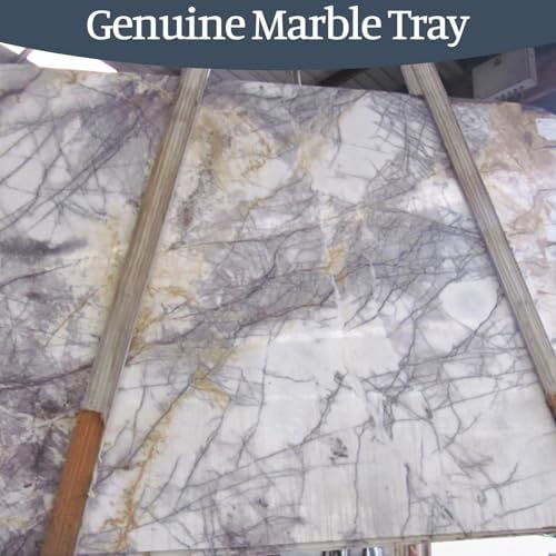 Koville Natural Marble Tray, 12"x6" Decorative Tray for Countertop, Catchall for Perfume, Candles, Jewelry Dish Milas Lilac - Image 7