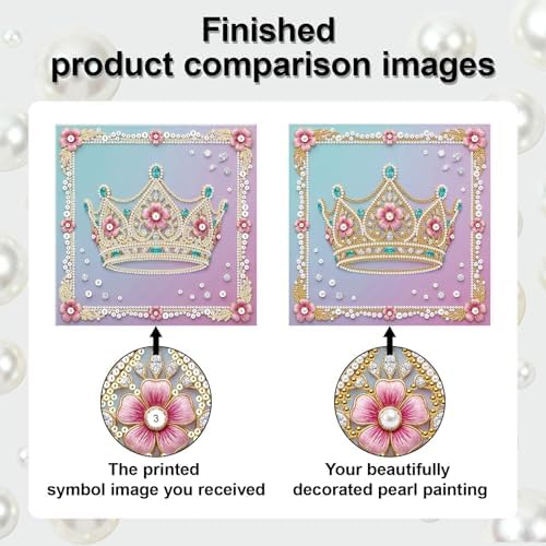 LQCrafK DIY Pearl Art Painting Handcraft Kit for Adults Beginners with Tools and Framed Painting, Creative Design,Self-Adhesive, Healing Stress-Relieving Home Wall Decoration-Crown - Image 7