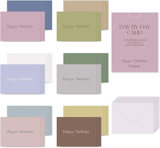 Monolike Day by Day Card, 108 Happy Birthday Classic - Mix 48 Mini Single cards, 24 envelopes Package