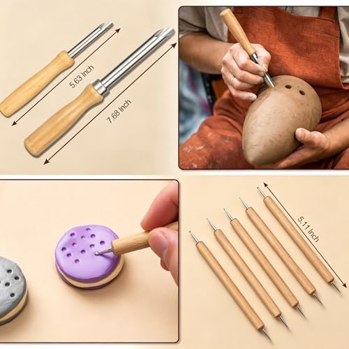 Amrules 38 Pcs Polymer Clay Sculpting Tools Kit for Adults, Light Yellow - Image 4