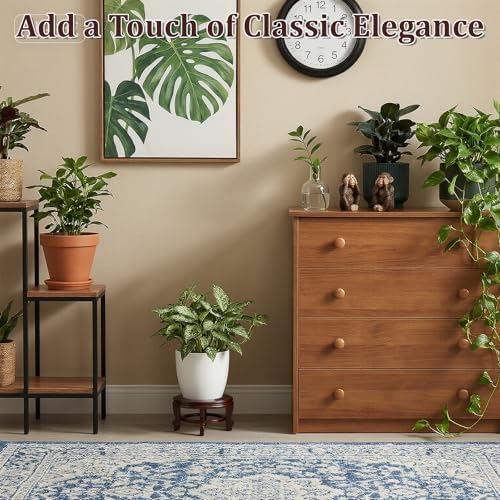 10 Inch Wooden Plant Stand Indoor Chinese Vase Fishbowl Display Stands Round Asian Style Wood Tall Planter Display for Home Indoor Plants Outdoor Decoration - Image 7