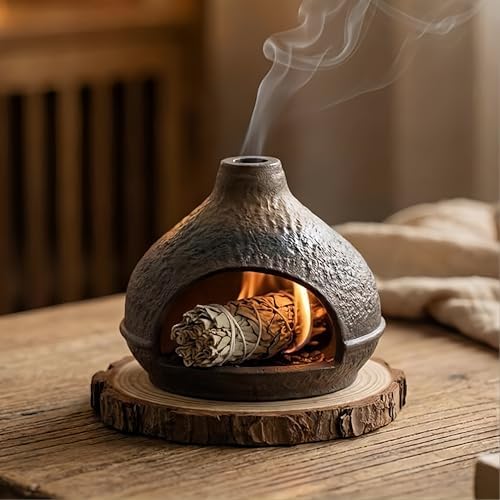 Handmade Ceramic Palo Santo Holder - Mini Chimenea Incense Burner by Unknown