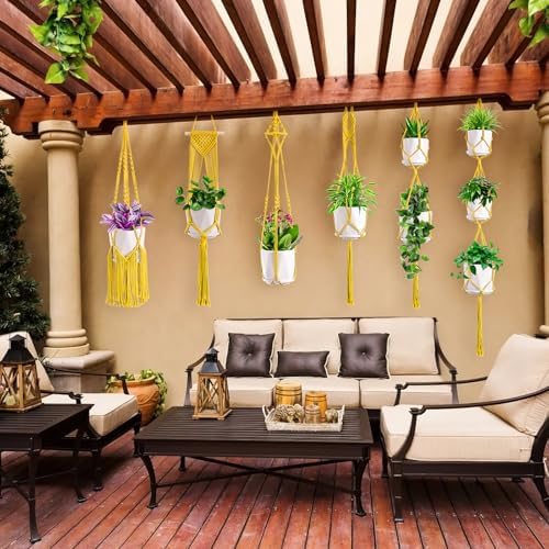 SFENNGPET Macrame Plant Hangers, 6Pack Hanging Planters for Indoor Plants - Image 4