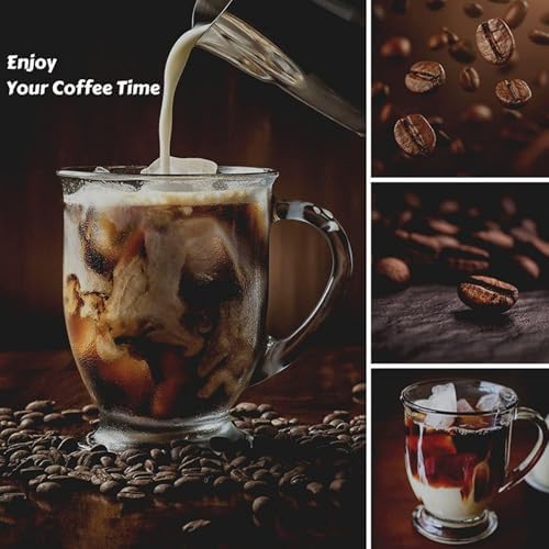 Clear Glass Coffee Mugs Set of 4, Diner Mugs16 OZ, Large Glass Beer Cups with Handle,Bottom Nine-Sided Mug for Men and Women Hot Beverages,Tea, Cappuccino, Latte, Espresso, Juice Mothers - Image 3
