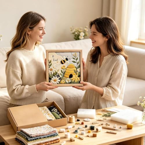 Kinusaiga Fabric Art Kit | DIY 3D Bee Hive Fabric Poke Art Kit for Adults - Image 6