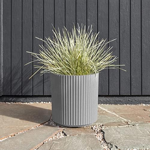 Veradek Demi Series Round Planter for Porch, Patio, Backyard | Durable Plastic-Concrete Material | Modern Décor for Tall Plants, Flowers - Image 6