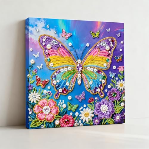 Xylzzuit Pearl Painting Kit with Frame All Inclusive 9.84x9.84IN DIY Gemstone Diamond Art Craft Supplies for Adults Beginners Craft Lovers Living Room Wall Desktop Decor Gift (Butterfly) - Image 5