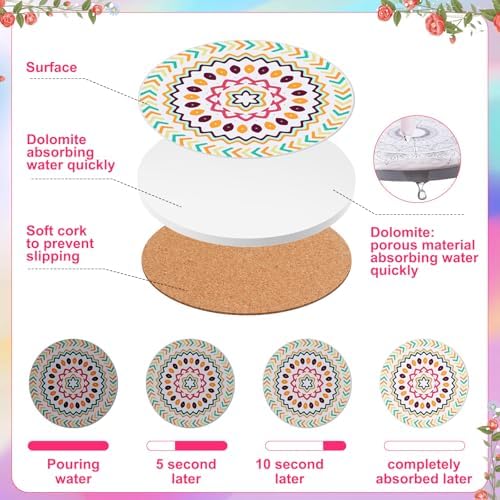 Potchen 12 Pcs Color Your Own Coaster DIY Kits,Mandala - Image 3