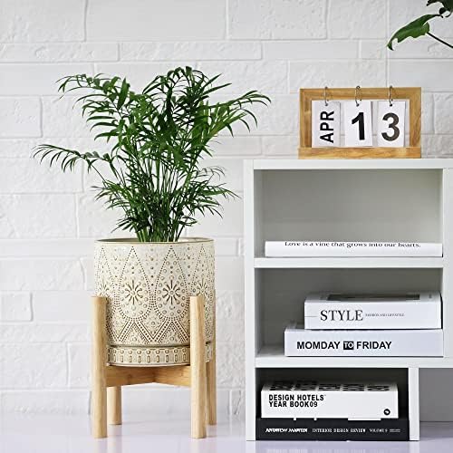 8 Inch Plant Pot with Stand, Ceramic Planter with Drainage Holes, Saucers and Mesh Pads for Indoor-Outdoor Plants - Image 6