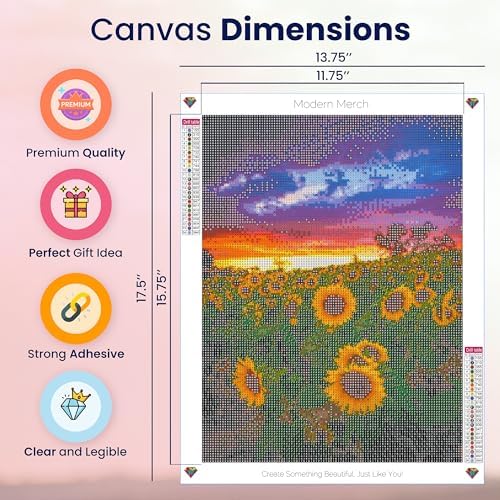 Sunflower Diamond Art Kits for Adults Sunset Landscape 5D Round Drill 12x16 - Image 4