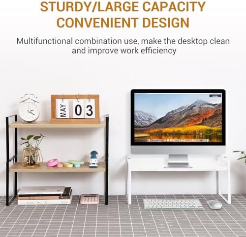 YGYQZ Desk Shelf Organizer, 1-Tier Desktop Bookshelf, White - Image 4