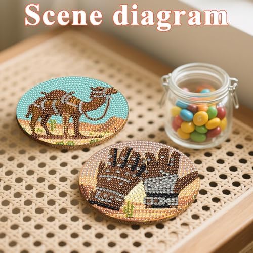 DOTSOPS 8 Pcs Cowboy Diamond Painting Coasters with Holder for Beginners - Image 4