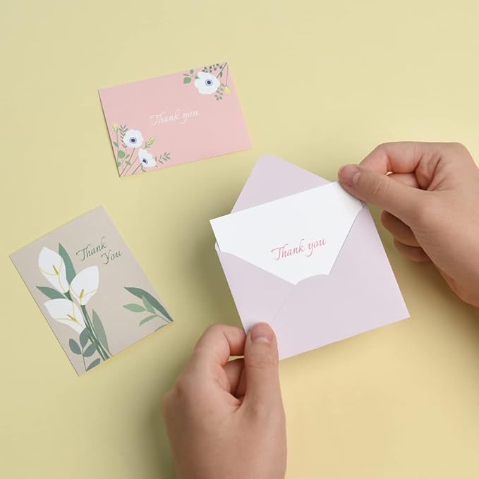 Monolike Day-by-day Card, Thank you-Blossom - Mix 36 Mini Single cards, 36 envelopes, 36 stickers Package