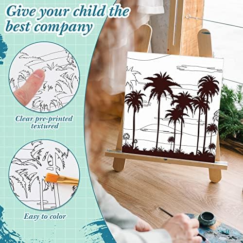 Sherr 12 Pcs Pre Drawn Canvas for Adults, Landscape, 8 x 8 Inch - Image 4