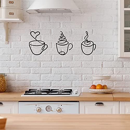 Ferraycle 3 Pcs Coffee Cup Wire Metal Wall Art for Coffee Bar Kitchen - Image 4