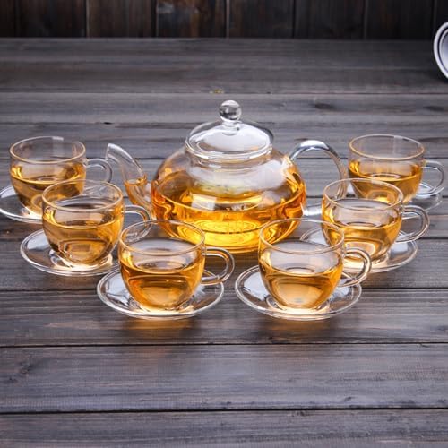 Glass Teapot Stovetop Safe-Clear Teapot with Removable Infuser-Loose Leaf and Blooming Tea Maker (20.3oz) - Image 5
