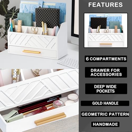 Desk Organizer with Drawer, Countertop Bill Mail Organizer and File Storage - Image 6