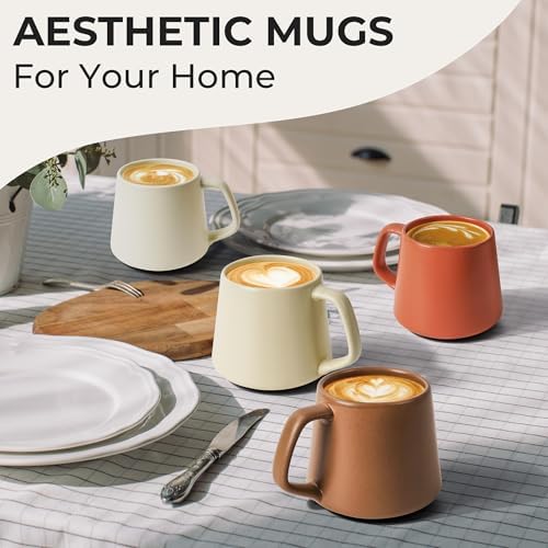 MIAMIO - Coffee Mugs Set of 4, Ceramic (14oz) - Luxe (Beige Pastel) - Image 3