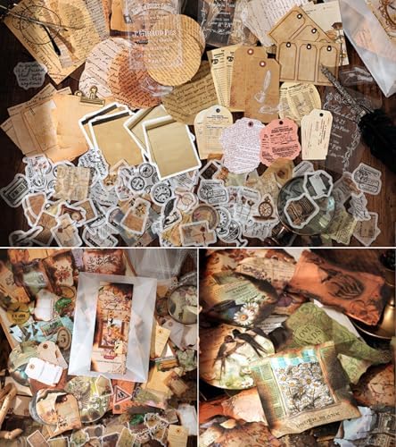 japleed 400PCS Vintage Journaling Scrapbooking Supplies Kit, Retro Aesthetic Decorative Ephemera Scrapbook Paper Stickers Material for Junk Journal Planner Diary Collage Art Craft Decoupage Album - Image 5