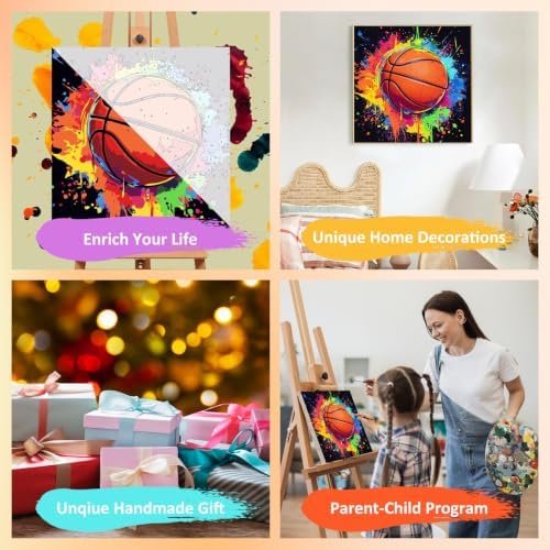 Mandun Basketball Paint by Numbers Kit for Kids, 8x8 inch - Image 7