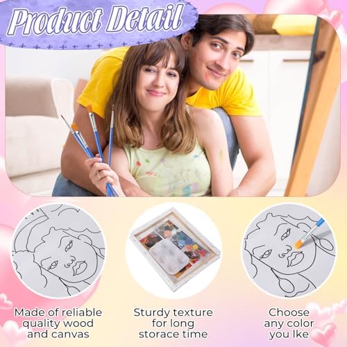 Zhanmai 72 Pcs 12 Sets Sip and Paint Kit Pre Drawn Canvas for Painting 8" x 10" Paint Party Canvas Painting Pre Printed Canvases for Party Favor DIY Virtual Adult's Date Night(Fashionable Couple) - Image 3