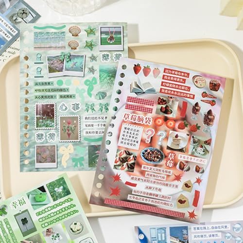Japanese Sticker Book - 30 Sheet Sticker Book for Journaling & Scrapbooking | Glossy, Matte & Textured | No Halo Cut | Monsoon Postbox or Prayer Board Supplies-Vision Board Supplies - Image 5