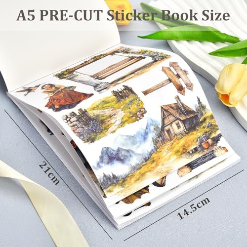 Snycler European Narrative Theme Sticker Scrapbooking Supplies for Junk Journal, 20 Sheets PET Stickers - Vintage Journaling Stickers, Ephemera Sticker Book Pre Cut, Junk Journal Supplies, Planner - Image 3