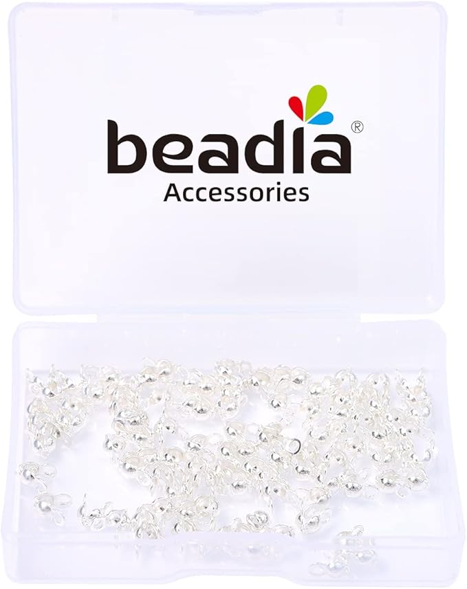 Silver Plated End Caps Non Tarnish 3x6mm 200pcs for Jewelry Making Findings