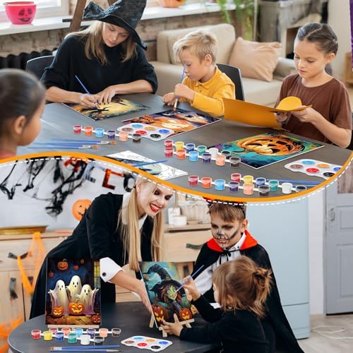 Zhanmai 20 Set Pre Drawn Canvas Painting Kit, Ghost,Skull,Pumpkin - Image 5