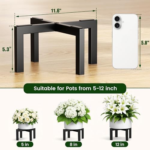 pickpiff Plant Stand Indoor Outdoor Flower Holder Metal 150lbs 1-Pack - Image 6