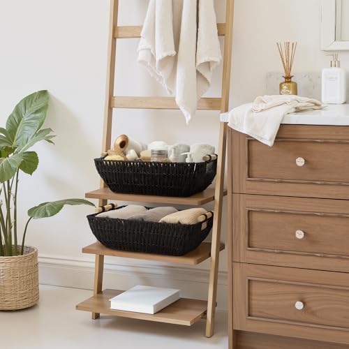 StorageWorks Large Wicker Storage Basket, Paper Rope Storage Baskets, Black - Image 6