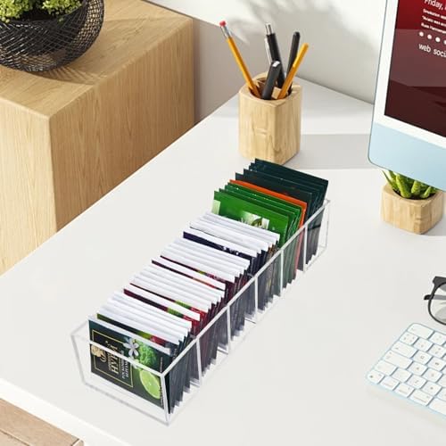 Tea Bag Organizer, Clear Tea Bag Holder with 6 Slot, Tea Packet Storage for Countertop, Drawer, Kitchen, Pantry, Cabinet - Image 6