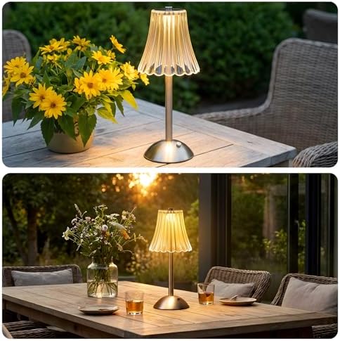 Liliful 6 Pcs Cordless Table Lamp LED Touch, Silver, Rose Style - Image 6