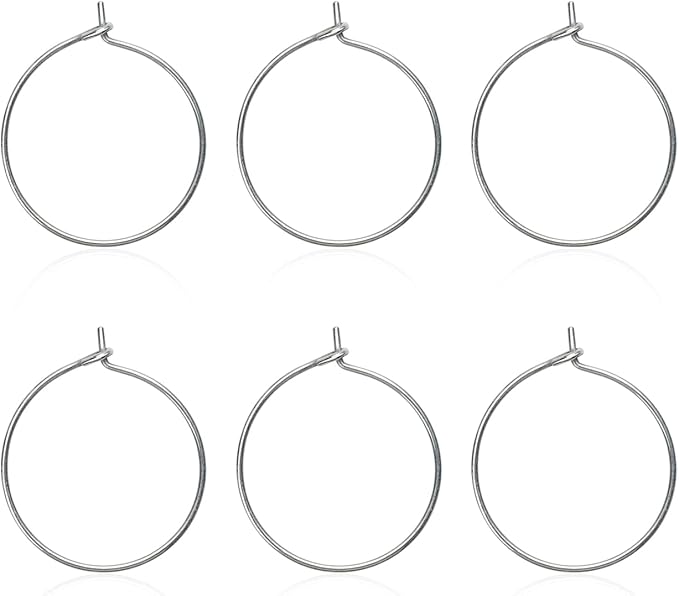 6pcs 20G Pure Titanium Earring Hoops DIY Beaded Earrings Findings Components for Jewelry Making 20mm, Hypoallergenic Beading Hoop Earring Making Kit for Women Men Sensitive Ears