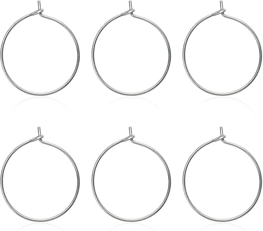 6pcs 20G Pure Titanium Earring Hoops DIY Beaded Earrings Findings Components for Jewelry Making 20mm, Hypoallergenic Beading Hoop Earring Making Kit for Women Men Sensitive Ears