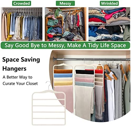 Pants Hangers Space Saving,Organization and Storage for Dorm Room Essentials for College Students Girls,Non-Slip Velvet Hangers,Multifunctional Pant Hanger Closet Organizer for Trousers Scarf-3 Pack - Image 5