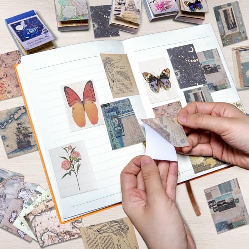 EggSun 300Pcs Washi Sticker Book Set Aesthetic Scrapbook Paper for Story Journaling, 6 Theme DIY Decorative Paper Sticker Kit for Junk Journal Art Scrapbooking Diary Card Craft Gift Notebook Making - Image 7
