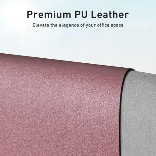 Aothia Leather Desk Pad Protector, Mouse Pad, Office Desk Mat,Non-Slip PU Leather Desk Blotter, Laptop Desk Pad, Waterproof Desk Writing Pad for Office and Home (Dark Pink, 23.6" x 13.7") - Image 2