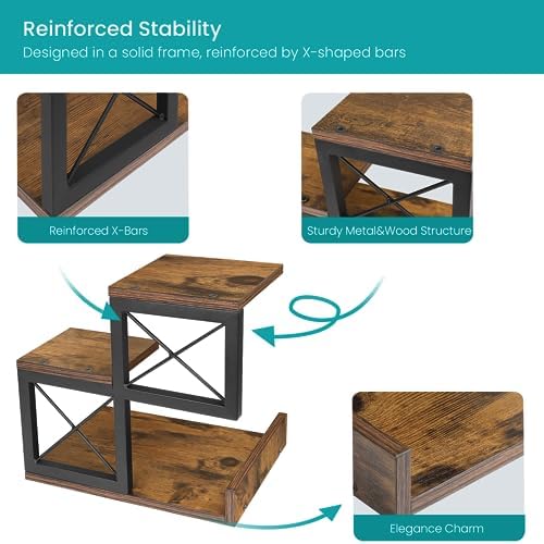 ELITEROO Desk Shelf Organizer, Wood Desktop Organizer Small Bookshelf, 3 Tier Storage Shelf Riser Display Stand for Office Decor and Desk Accessories, Rustic Brown Black - Image 5