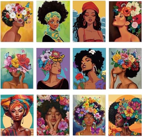 Ctosree 12 Pcs Pre Drawn Canvas for Painting,Flower Lady,8 x 10 Inch by Ctosree