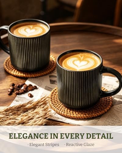 famiware Coffee Mug Set of 4, Star 12 oz Ceramic Mugs Cups Set with Handle - Image 2