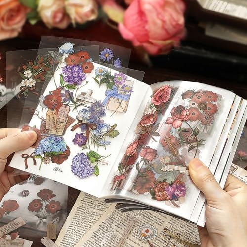 2 Sets 400+ PCS Stickers for Scrapbooking, Self-Adhesive Scrapbook Stickers Supplies Journal, Plants Vintage Aesthetic Sticker Art Diary Card Craft Gifts Planner Notebook,Spring&Flower - Image 4