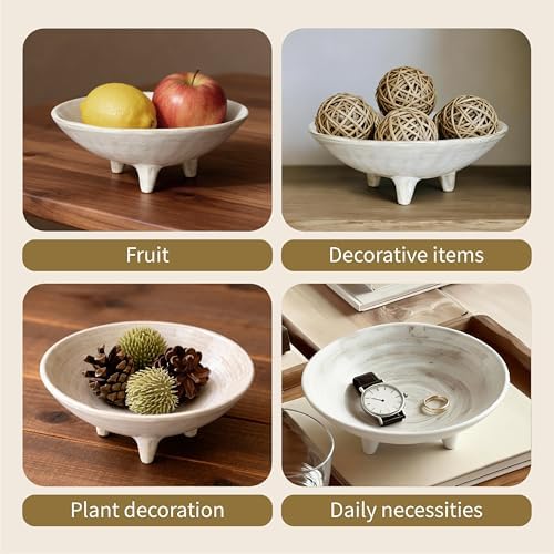 Small Wabi-Sabi Ceramic Bowl, 6 Inch Handcrafted Tripod Design for Snacks, Sauces, Dips, Decorative Serving Bowl for Kitchen, Dining Table & Coffee Table (White) - Image 6