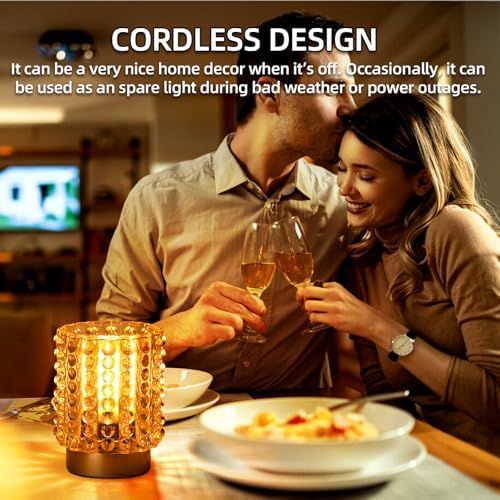 Battery Operated Lamp Timer, Small Cordless Lamp Decorative, 2 Pack Yellow - Image 5
