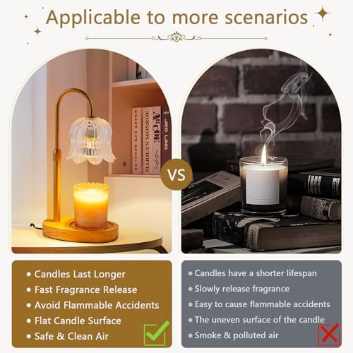 CRMILL Candle Warmer Lamp Electric Timer - Candles Height Control Dimmable Warmers Scented Lamps No Flame Heat Warm Melt Wax Jar Modern Home Decor Table Lights for Home Living Bedroom - Image 5