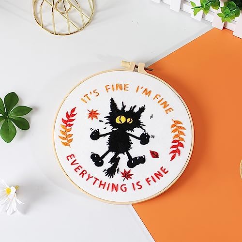 Louise Maelys Everything is Fine Embroidery Kit for Beginners Cat DIY - Image 6