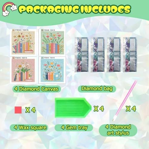 ICYANART 4 Pack Diamond Art Painting Kits for Kids Ages 6-8-12 6x6Inch - Image 4