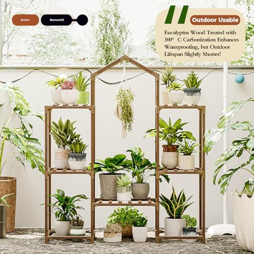 Bamworld Plant Stand Indoor Hanging Plant Shelf Outdoor Large Plant Rack - Image 2
